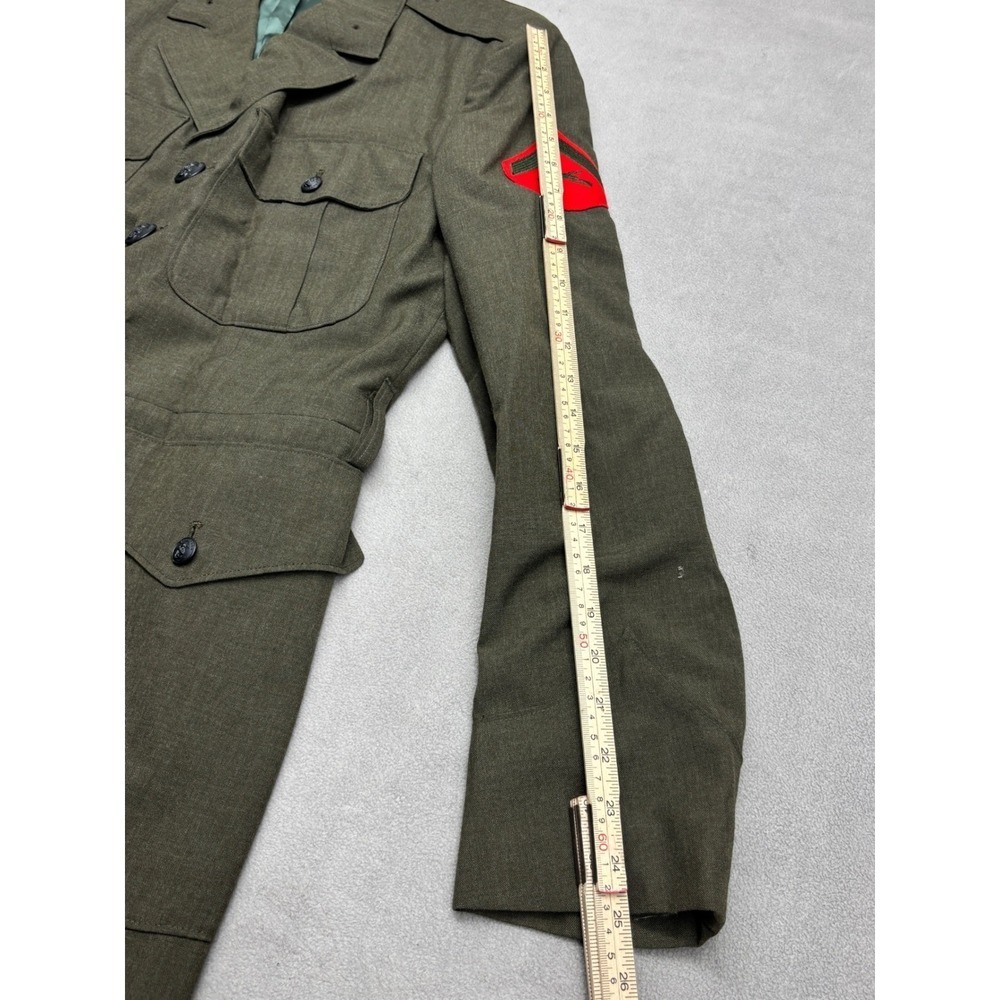 Vintage USMC Service Alpha Uniform Set Green Wool Jacket 44L Trousers 38S 1986 - Picture 7 of 13